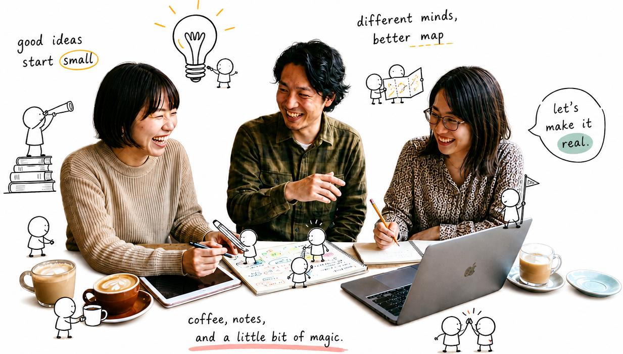 3人で企画を考えている様子